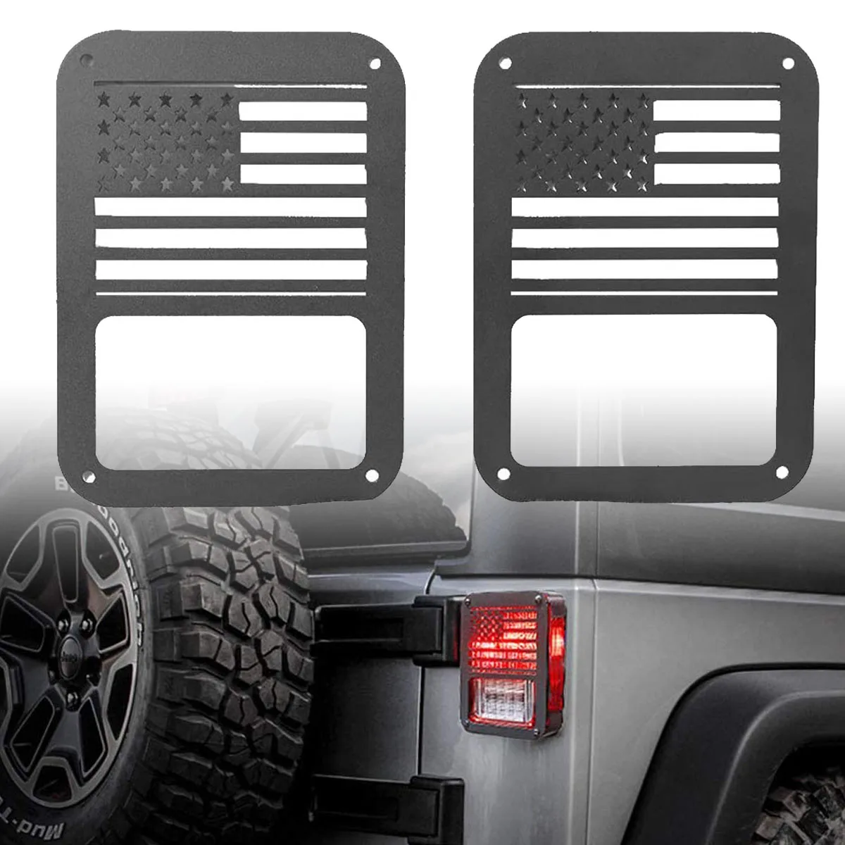 Rear Tail Light Cover Lamp Hood Guard for Jeep Wrangler JK 2007-2017 Decoration Taillighgt Protective Metal Cover