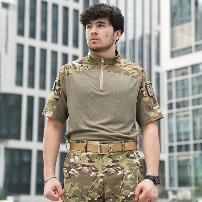 quick-drying T-shirt tactical frog suit training suit men's military fans short-sleeved wear-resistant loose camouflage suit