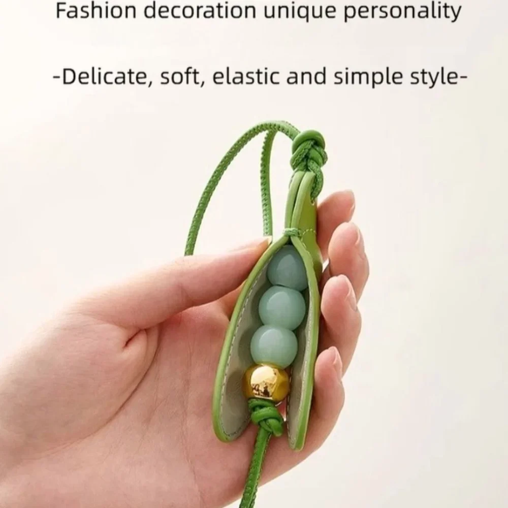 Fashion High-End Pea Pendant Handmade Leather Pea Keychain Green All-match Style Pea Bag Charm Backpack Hanging Trendy Accessory
