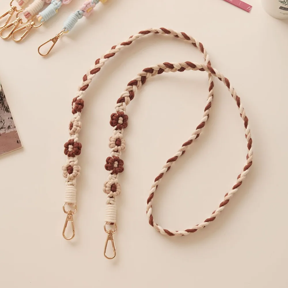 

Handmade Flower Woven Chain Lanyard Crochet Hook Woven Daisy Flower Hanging Chain Colourful Pendant Bag Braided Rope Shopping