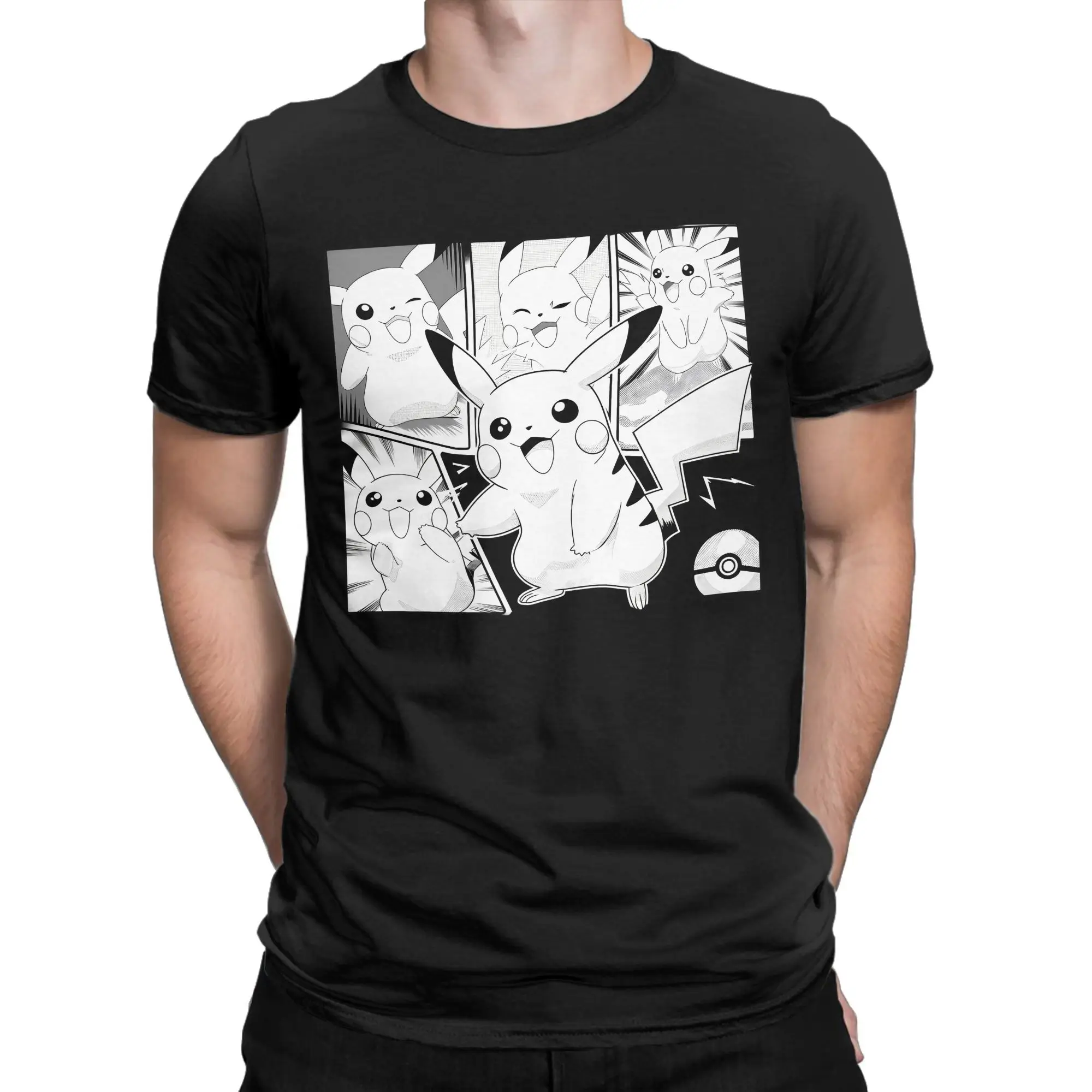 

2025 Anime Pokemon Men Women T-Shirt Pikachu Cartoon Casual Tees Short Sleeve T-Shirts Crew Neck Clothing Streetwear Kids Tops