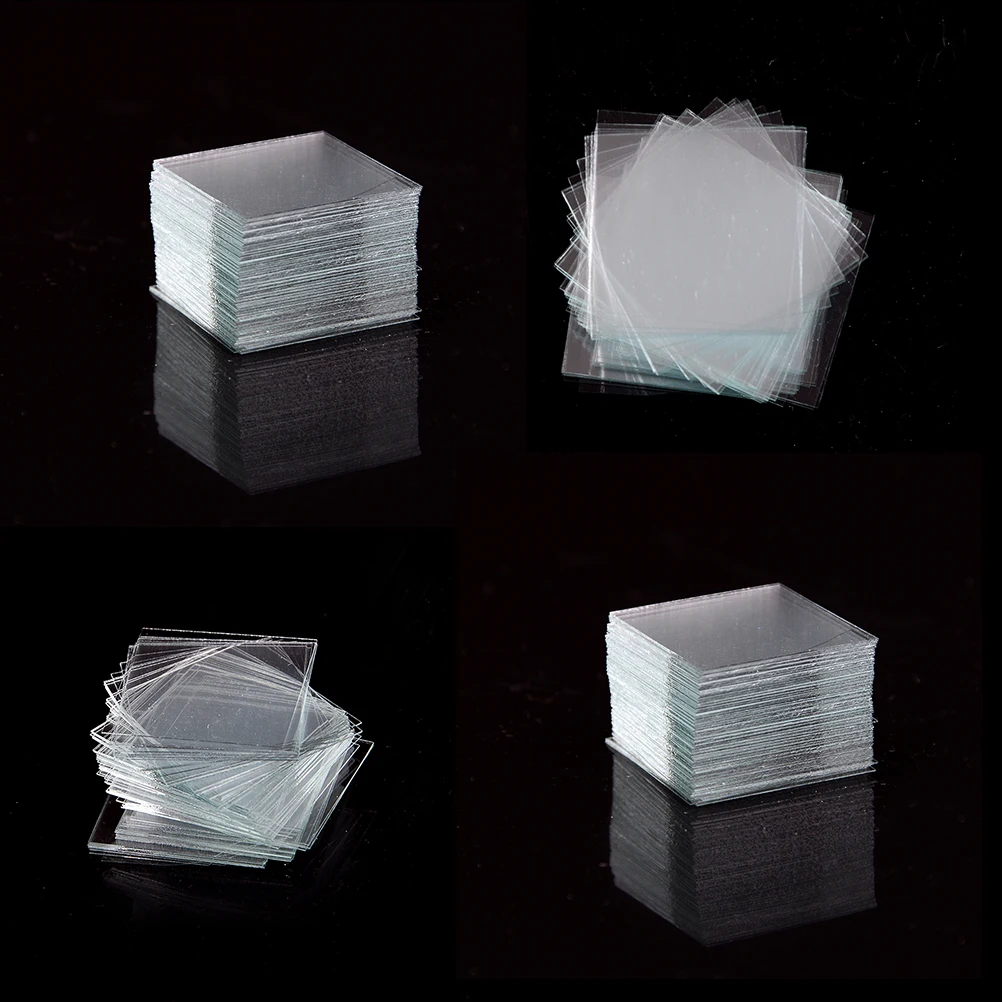 100 Pcs Transparent Square Glass Slides Coverslips Coverslides For Microscope Optical Instrument Microscope Cover Slip