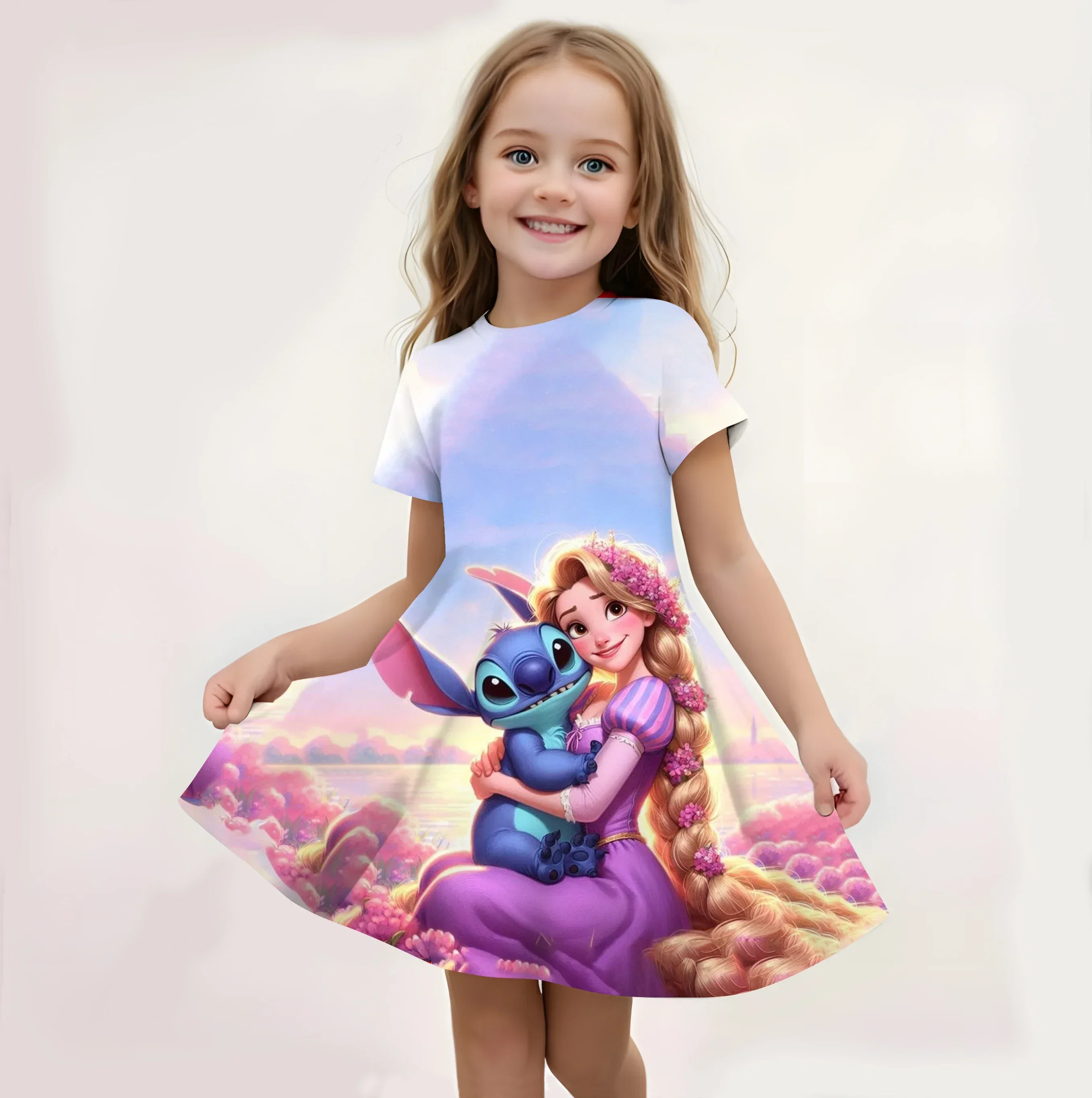 Potdemiel, vestido de princesa de punto de verano para niña, disfraz de manga corta, vestidos de fiesta, ropa para niños, falda, vestido de sirena Anna Elsa