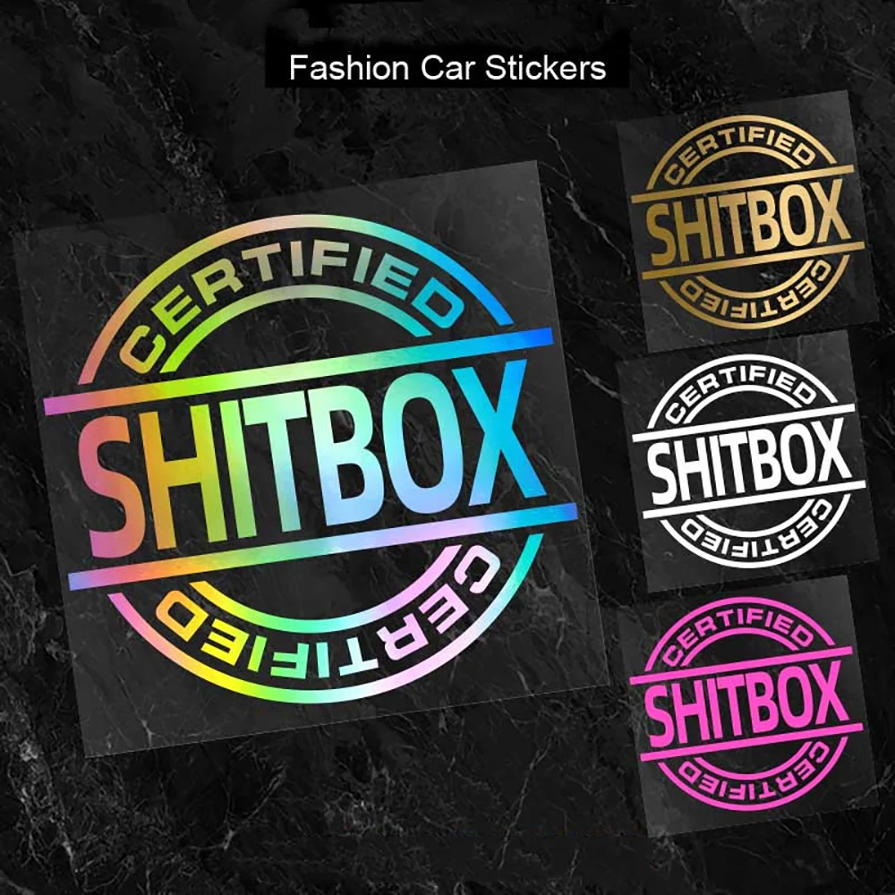 Calcomanías de vinilo para ventana Shitbox certificadas, calcomanías creativas para carrocería de coche y ordenador portátil, decoración divertida