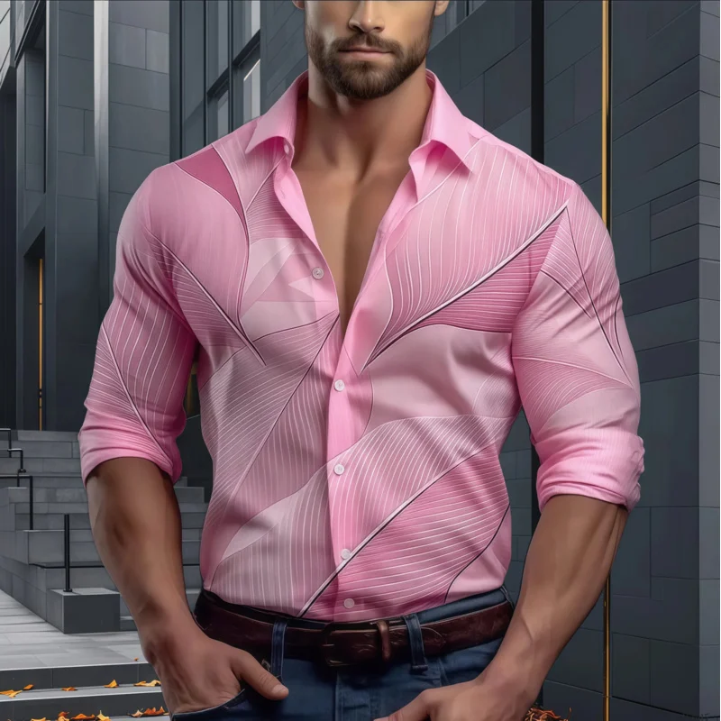 

13 colors men's shirts comfortable breathable long sleeve shirts green leaves casual fashion button lapel tops fast shipping