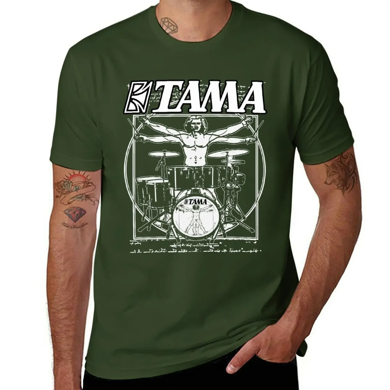 VITRUVIAN MAN TAMA DRUMS T-Shirt plus size tops Short funny t shirts for men vintage men clothing  graphic oversized  harajuku