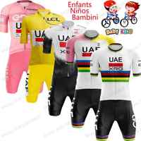 2025 Kids UAE Team Cycling Jersey Set World Champion Tadej Pogačar Boys Girls Cycling Clothing Children Road Bike Shirts Pants