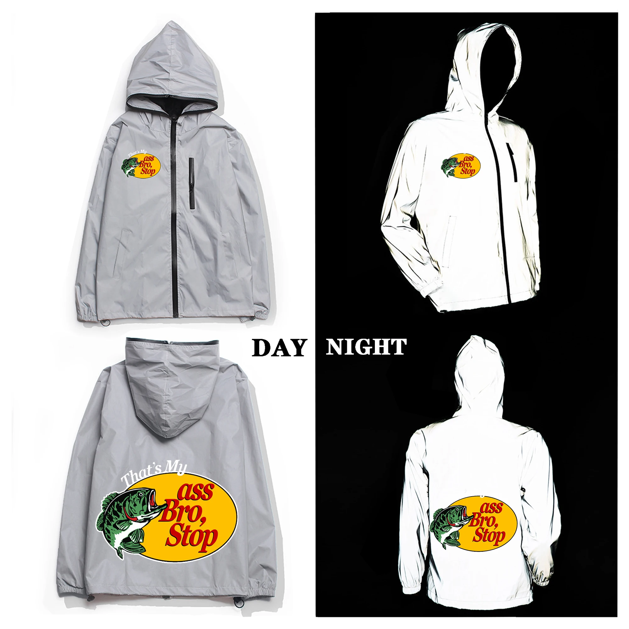 Thats My Ass Bro Stop Reflective Jacket Mens Womens Coat Hooded Windbreaker Run Pocket Jackets Cycling Zipper Custom Hoodie