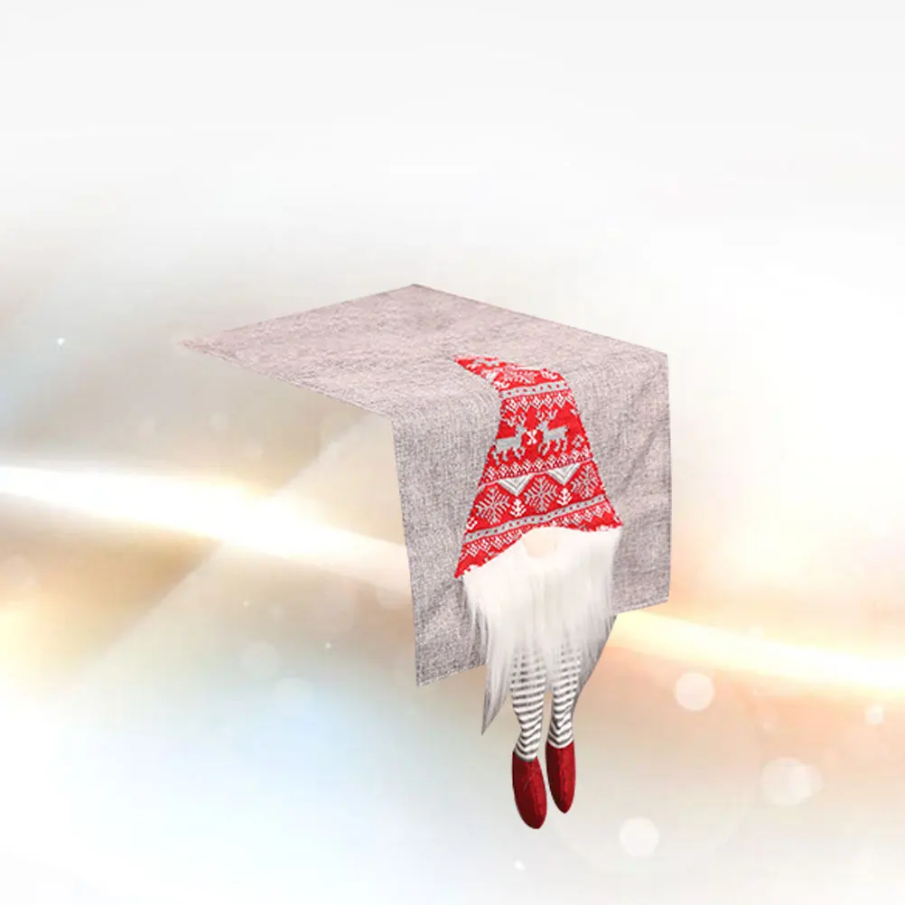 

Table Runner Unique Design Christmas Cloth Decorate Xmas Party Supplies Flag Cover Grey Color
