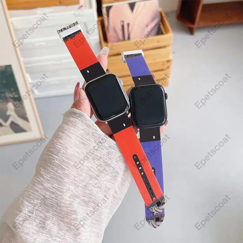 Bracelet en TPU personnalisé pour Apple Watch, bandes de couleur bloquée, 10, 46, 42mm, 9, 8, 7, 6, 5, 4, 3 Ultra, 1, 2, SE, 38, 40, 41, 44, 45, 49, 020