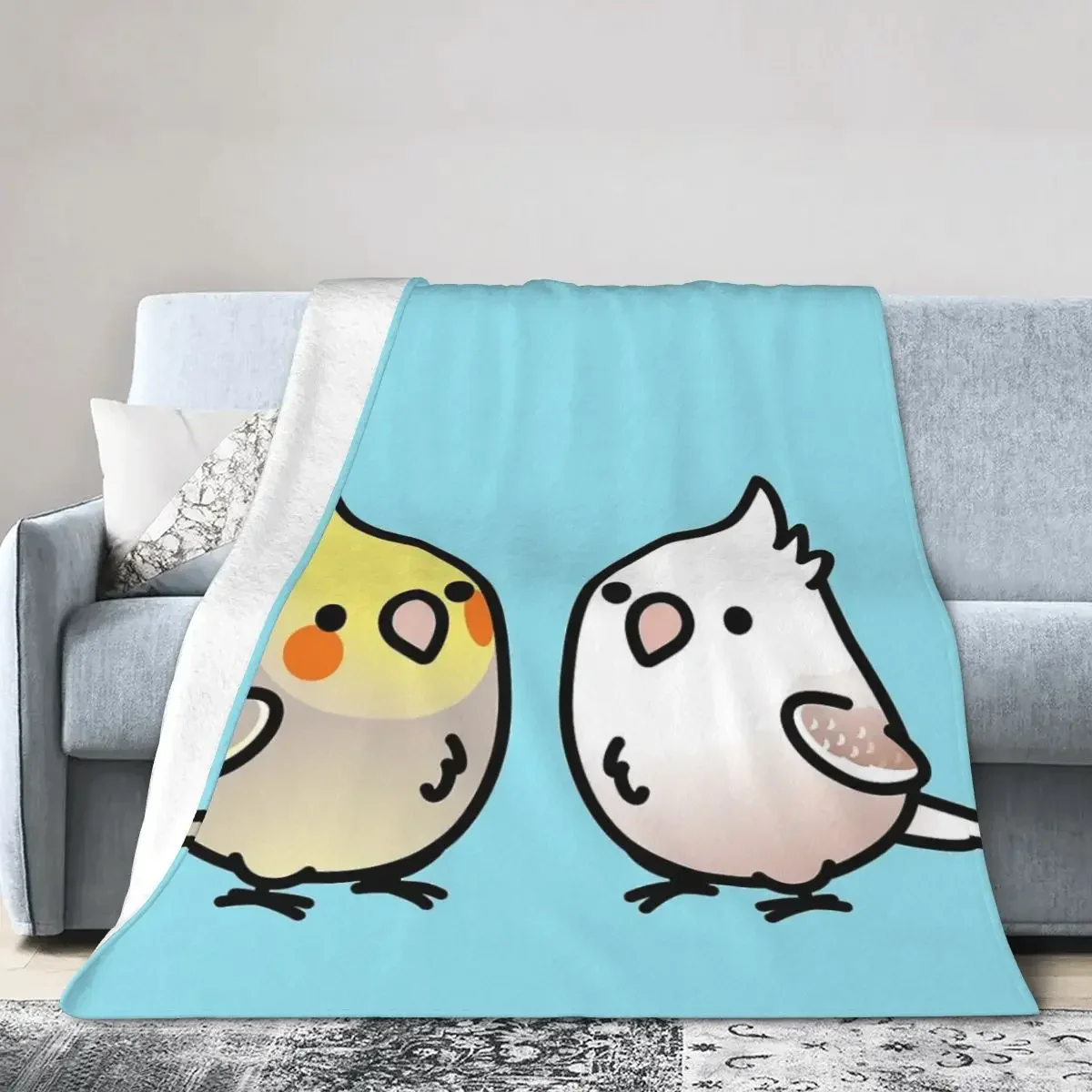 CUSTOM Cockatiel Pair Blankets Soft Warm Flannel Throw Blanket Bedding for Bed Living room Picnic Travel Home Sofa