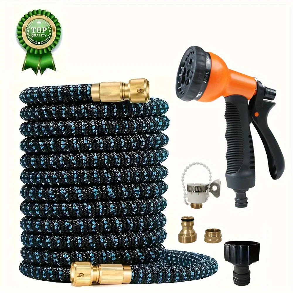 

Expandable Garden Hose Retractable Lightweight Rubber Material No-Kink Design Leak-Proof Connectors for Yard Irrigation Durable