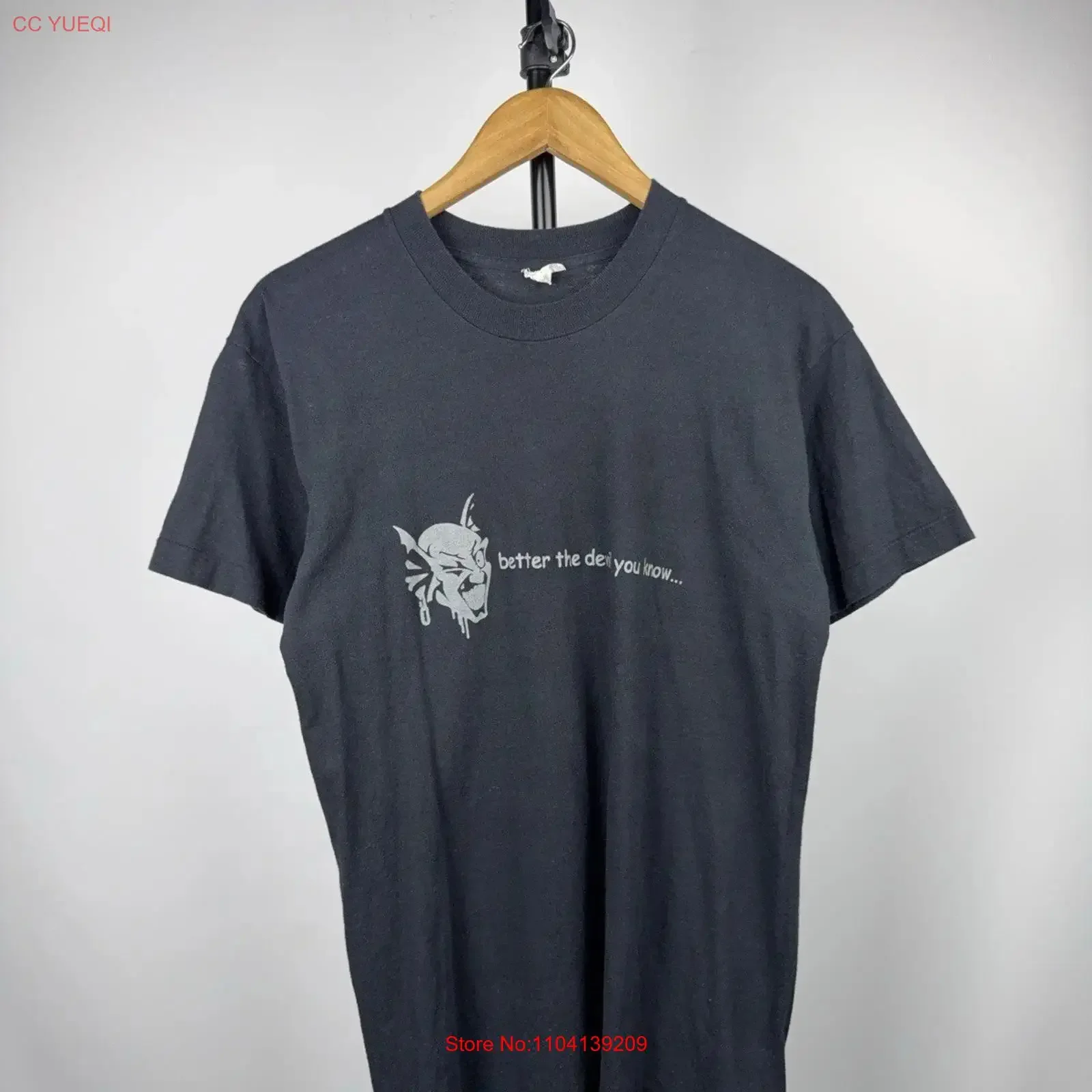 90s Vintage Gothic Better The Devil You Know Darkwear T Shirt Men s M Size vintage Washed Stretched Versatile Soft Casual