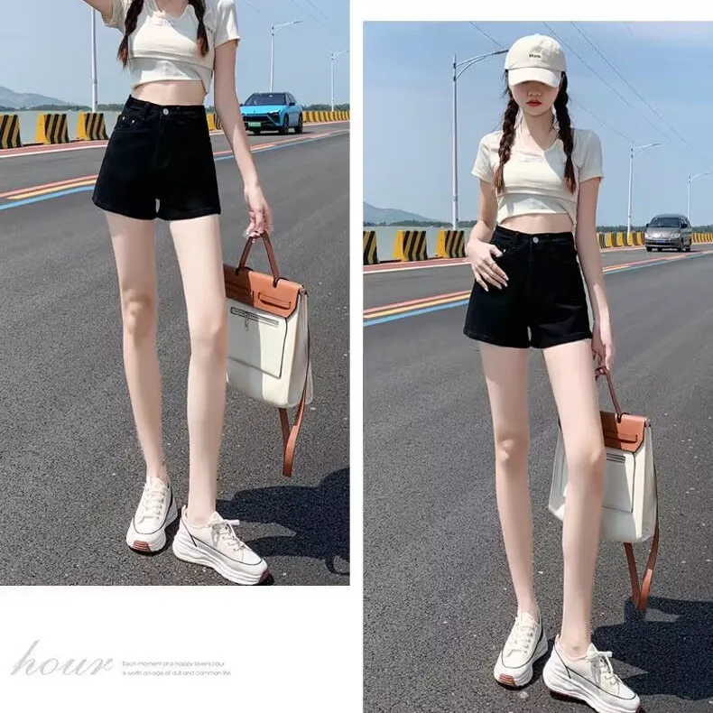 Shorts Womens Vintage American College Wide Leg Denim Drawstring High Waist Loose Fit Retro Campus Sports Style Street Fashion