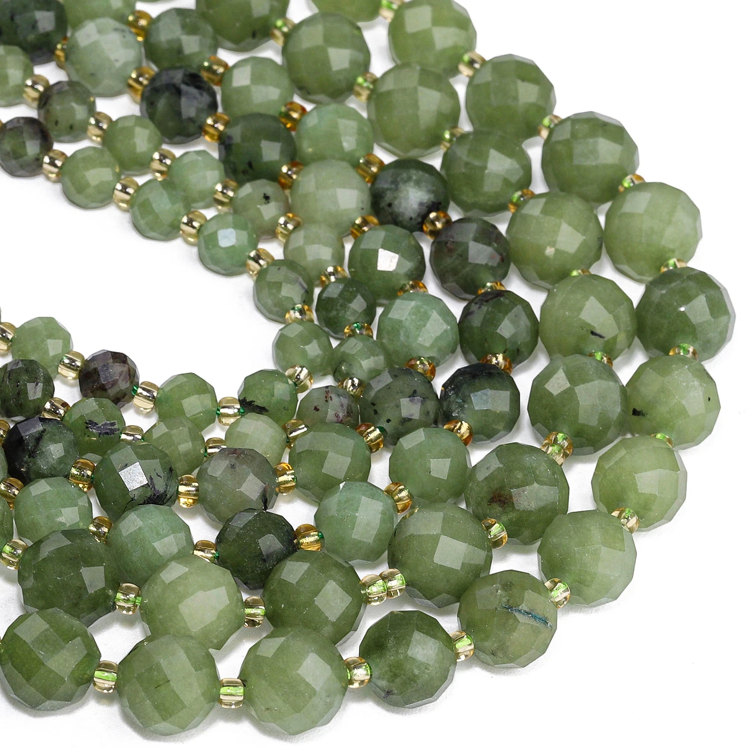 6 8 10mm Faceted Round Beads Natural Green Jade Stone Beads for Jewelry Making Diy Bracelet Necklace Accessories 7.5inch