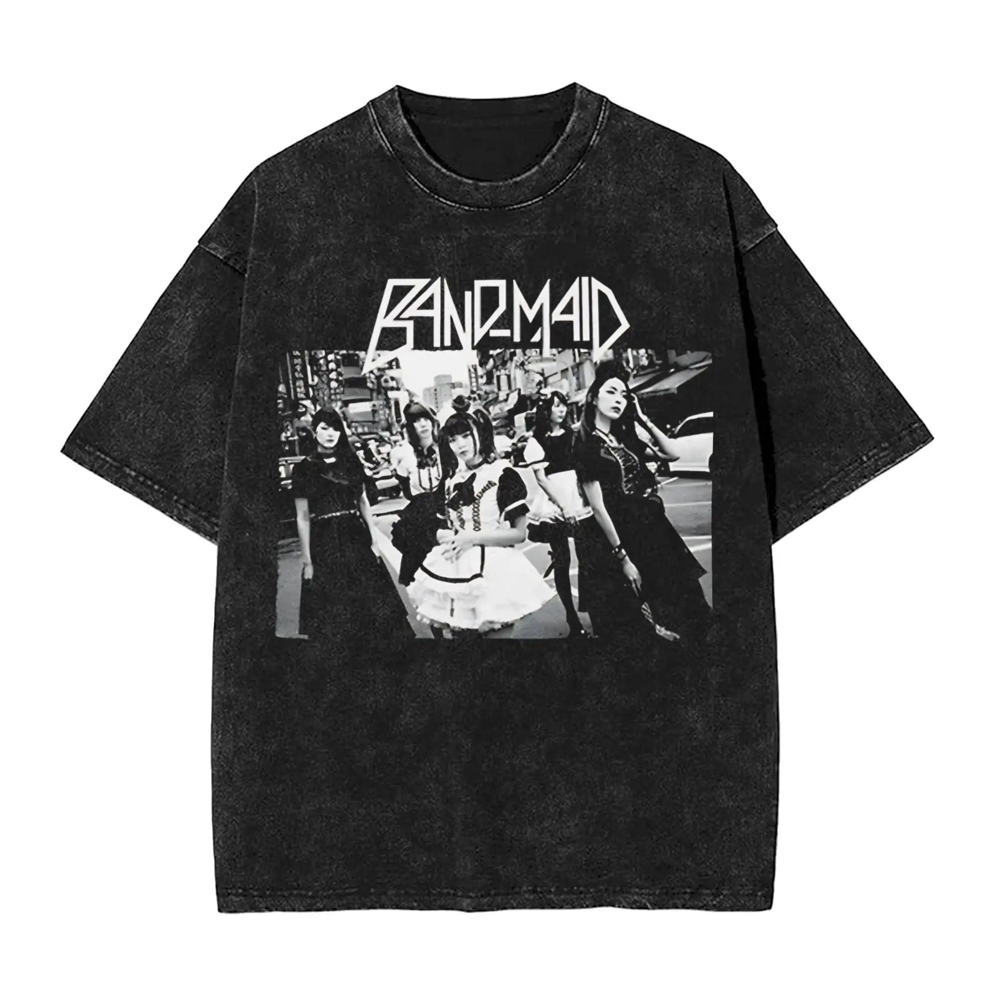 New Beginning Band MaiD Rock Music T Shirts Washed Short Sleeve Street T-Shirts for Men Women Tops Streetwear Summer Tee Shirt