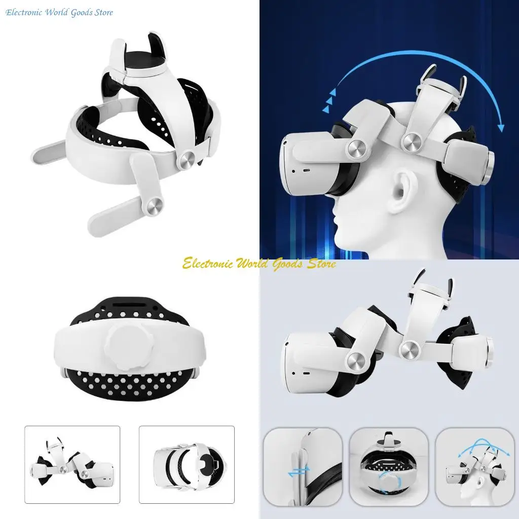 

A3PD for Head Strap for Quest 2Headset Headband with Snap-on Silicone Pads, Battery Holder Bracket Lightweight