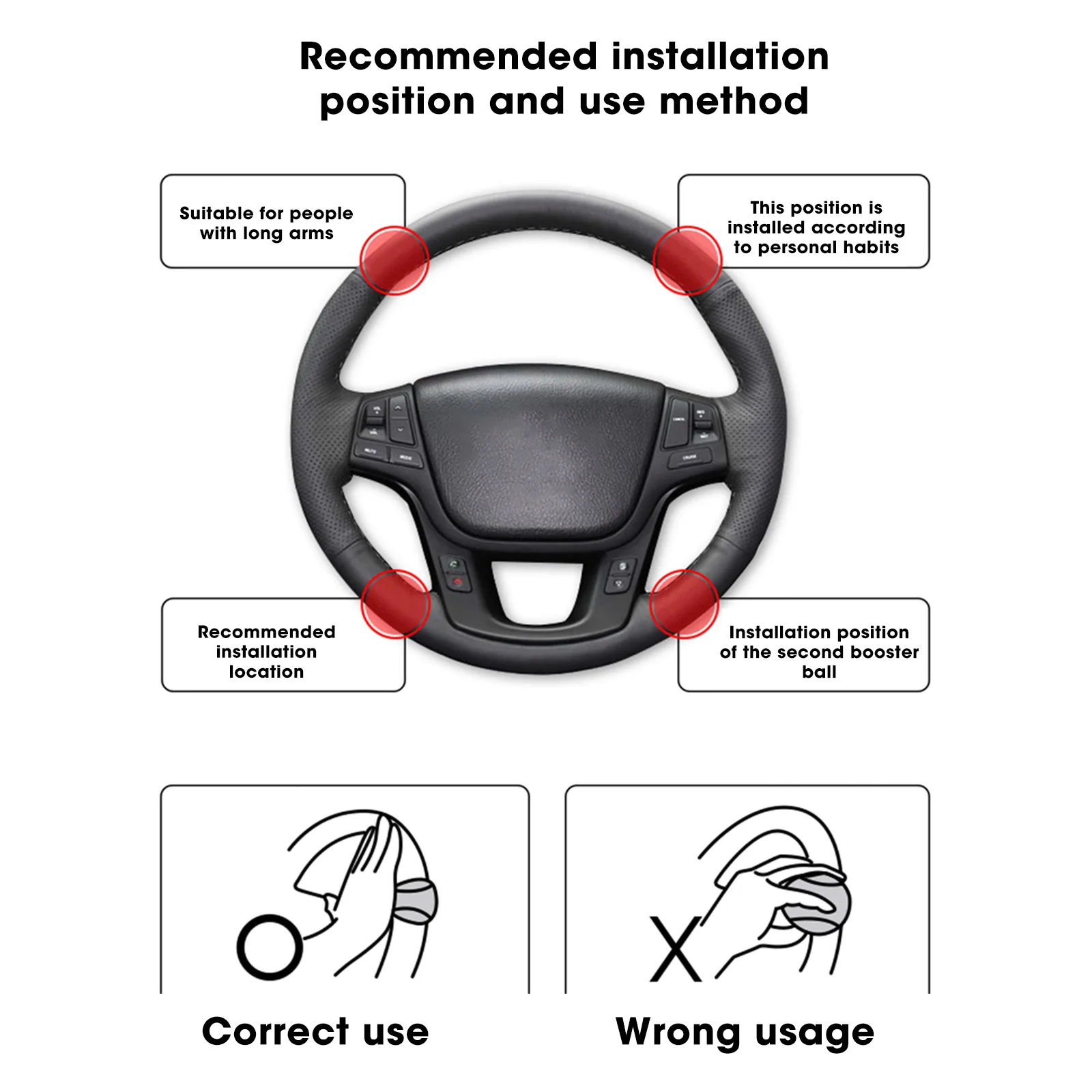 Goramsay Car Steering Wheel Booster 360 Degree Rotation Steering Wheel Knob Ball Labor-saving One Hand Steering Booster