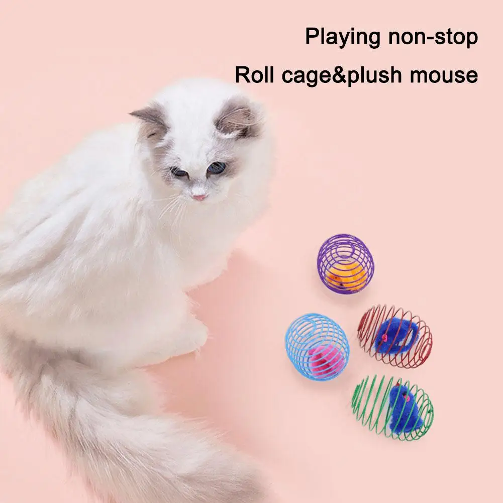 Toy Balls Funny Stretchable Kitten Springs Toys Rats Caged Random Balls Rolling Self-entertainment Interactive G2i4