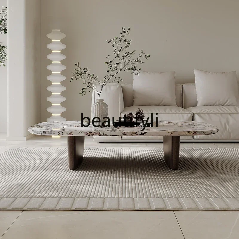 

YH3 Italian extreme coffee table simple modern light luxury art stone natural marble T-shaped coffee table