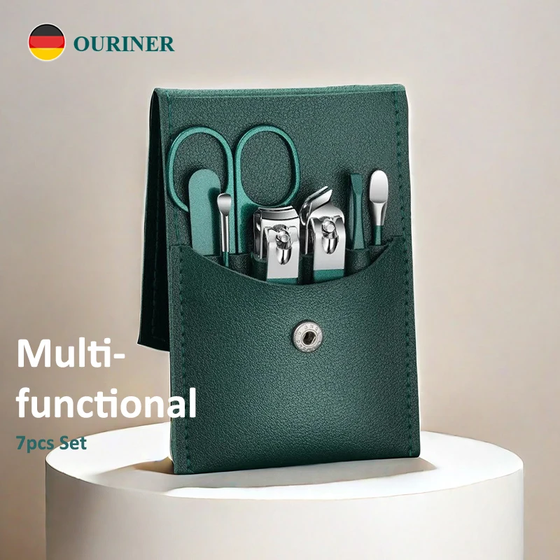 7-częściowy zestaw do manicure, obcinacz do paznokci, narzędzia do pielęgnacji osobistej, przenośna torba podróżna z nożyczkami do brwi i wykałaczką do uszu.