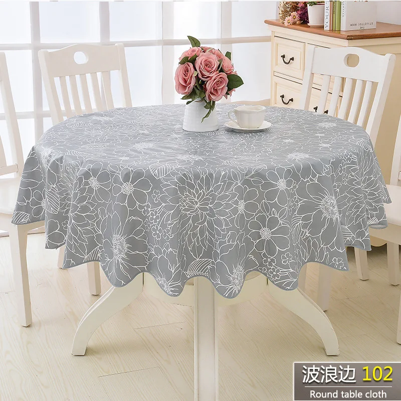 Flower Style Round Table Cloth Pastoral PVC Plastic Kitchen Tablecloth Oilproof Decorative Elegant Waterproof Fabric Table Cover