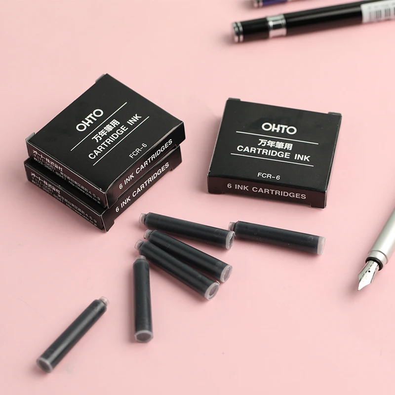 2 Boxes - Ohto FCR-6 Fountain Pen Refill Cartridge - Black or Blueblack To Choose ,Total 12 Cartridges