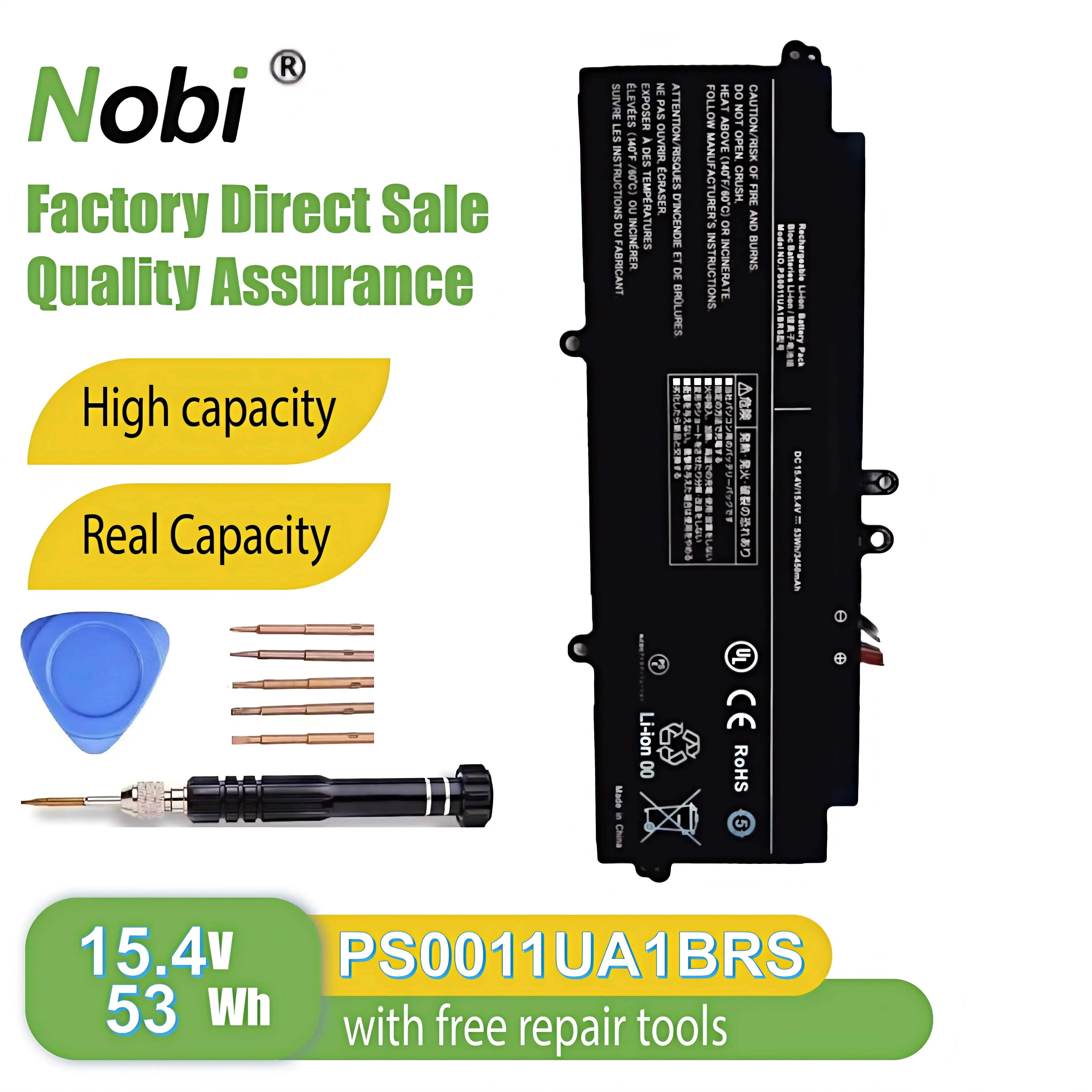 

Nobi PS0011UA1BRS аккумулятор для Toshiba Dynabook G83/HS V83/HS Portege X30L-J X30L-K-139 Характеристики 53Wh 3450mAh 15.4V