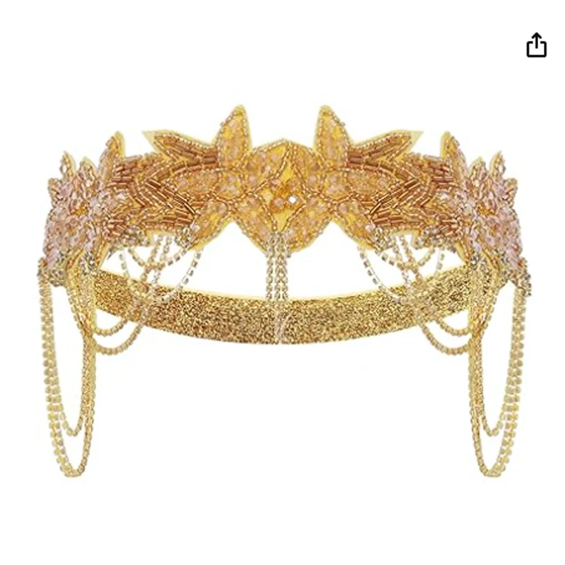 1920S Headband Headgear Prom Hair Accessories Great Gatsby Halloween Prom Rhinestone Fringed Hair Accessories Headband view 6