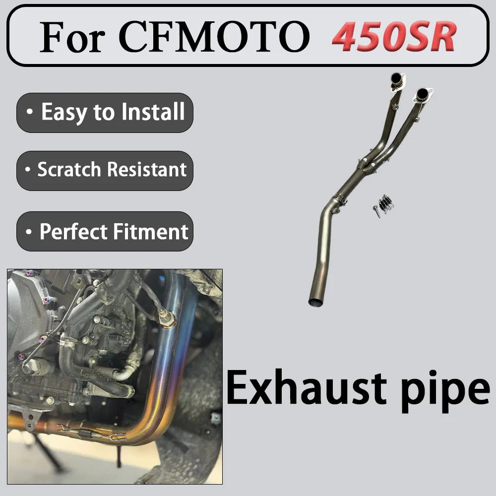 For CFMOTO 450SR FST Double-Arm Stainless Steel Straight-Through Exhaust Pipe Front And Middle Sections Original Factory Design