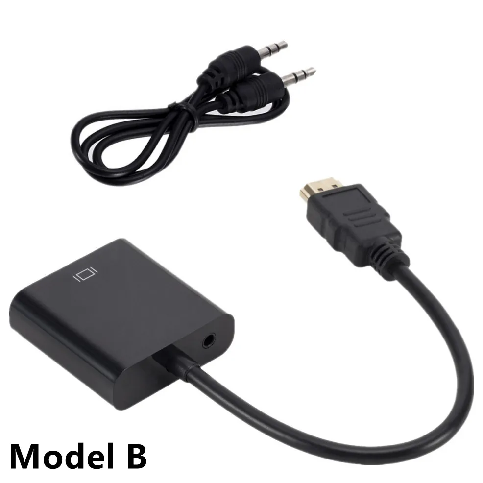 HD 1080P HDMI To VGA Cable Converter With Audio Power Supply HDMI Male To VGA Female Converter Adapter for Laptops PC Tablet TV