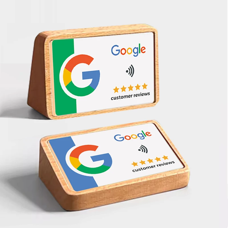 NFC Google Review Stand Wooden Display , One-Tap Instant Feedback & Ratings Elevate Customer Engagement & Boost Business Reviews