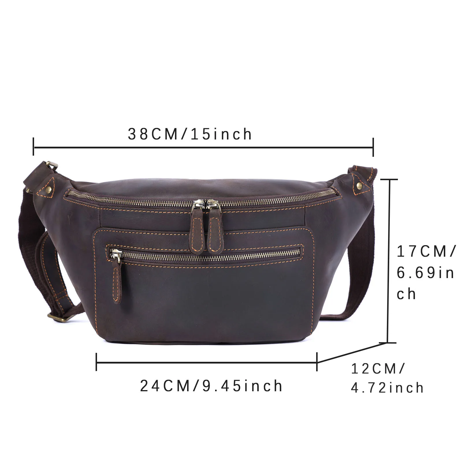 S.WORKER Vintage Brusttasche aus echtem Leder für Herren, Vintage, langlebige Brusttasche, Umhängetasche für Herren, Geschenk für Weihnachten – Detail 3