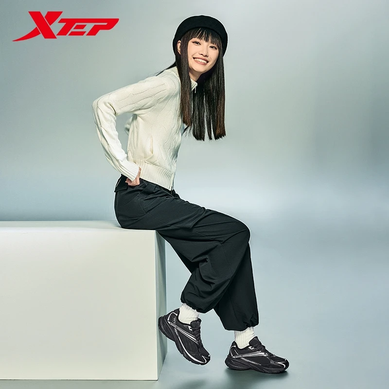Xtep Basque Women's Low-Top Casual Shoes  Winter Warm Height-increasing Lightweight Retro Trendy Sports Shoes 876418370044