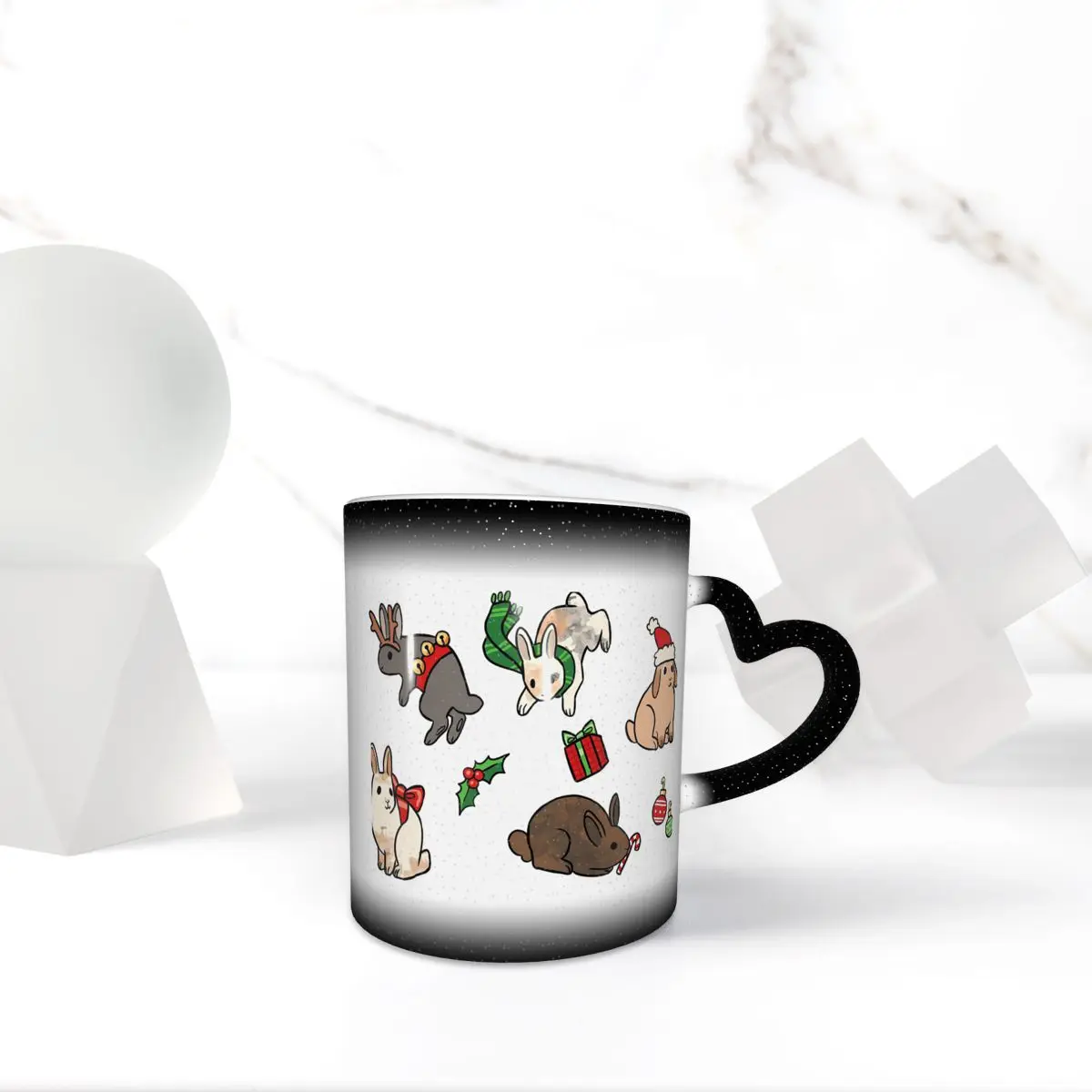 

Christmas Bunnies Rabbit Mug Funny Ceramic Coffee Cups Tea Mugs Milk Cup Drinkware Gift for Friends