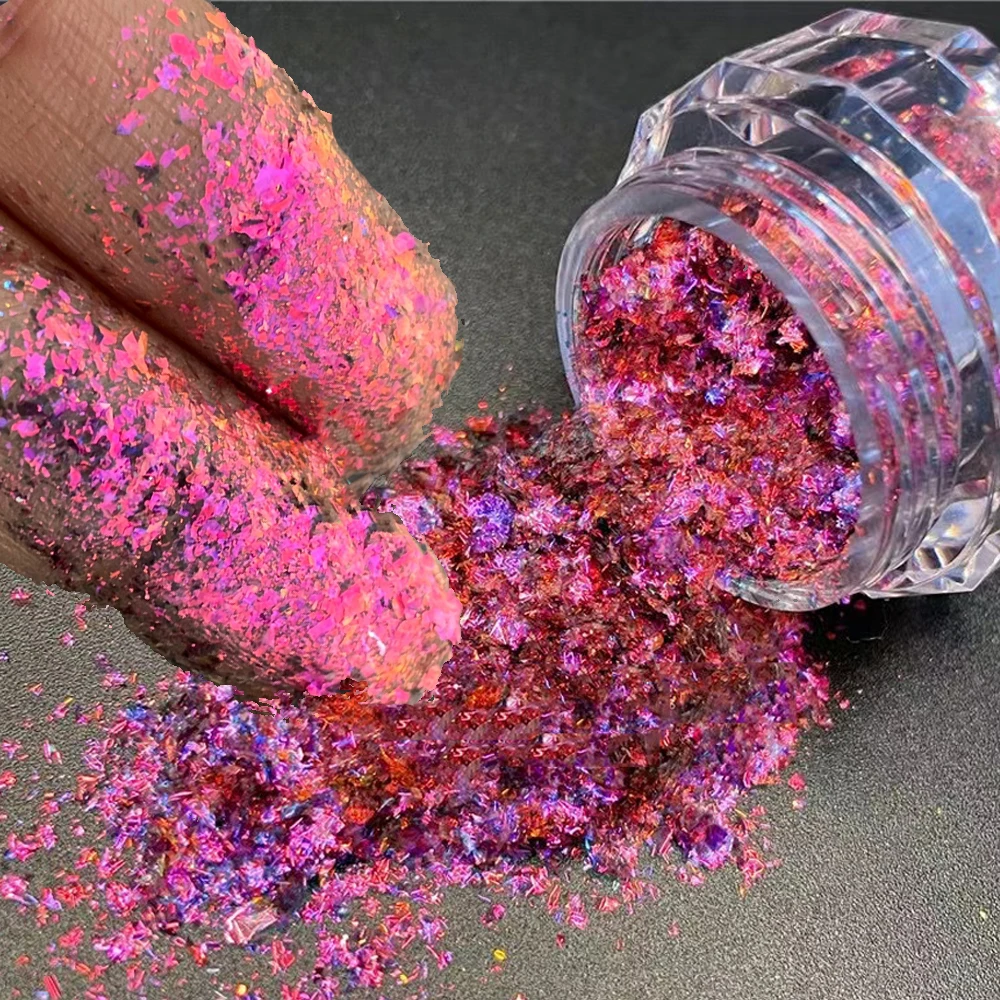 0.1g/Jar Aurora Chameleon Nail Art Opal Flakes Holographic Magic Mirror High Gloss Powder Iridescent Mermaid Chrome Pigment Dust image 5