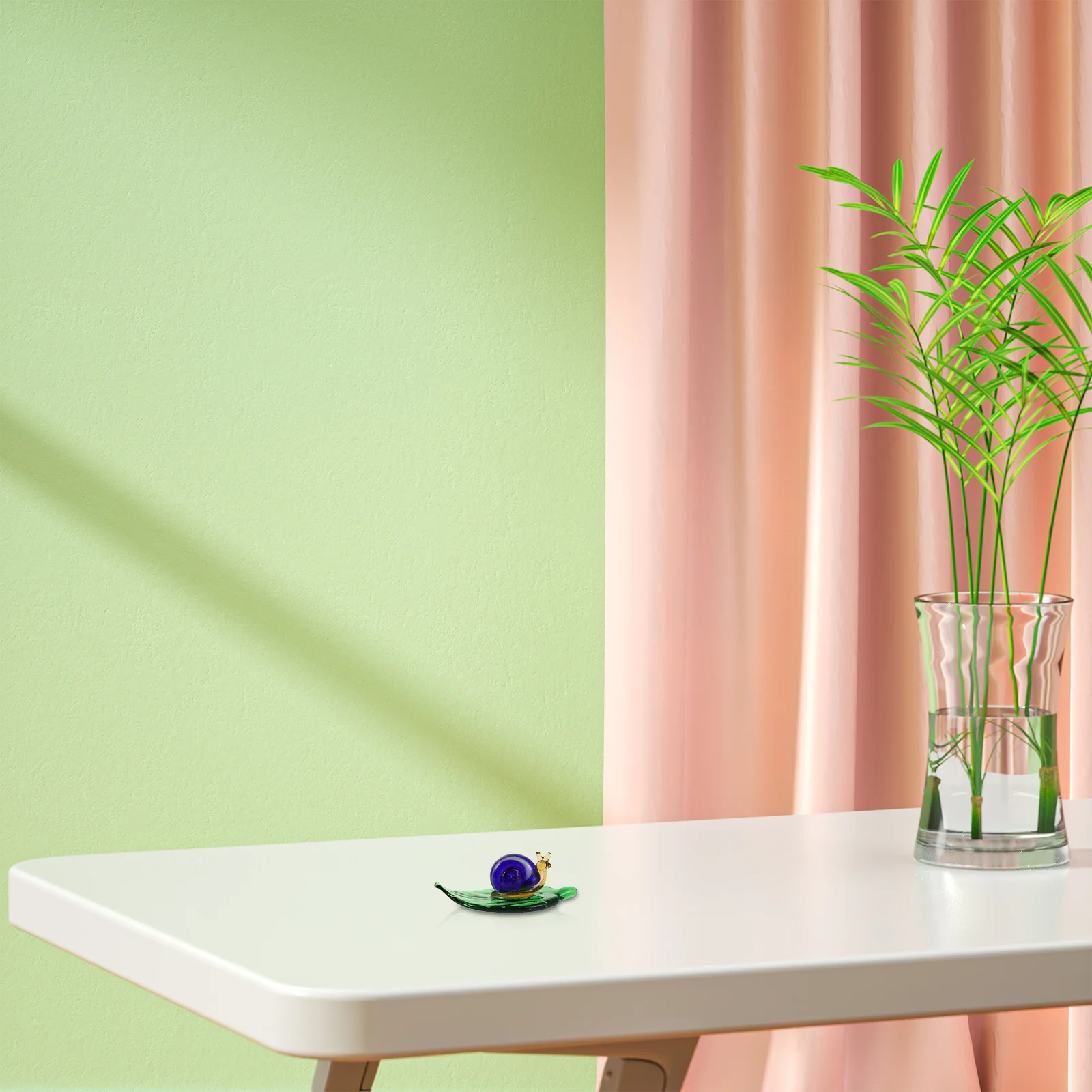 

2Pcs Glass Snail Crystal Sculpture Mini Spiral Animal Ornament Fall Thanksgiving Christmas Home Office Table Decoration