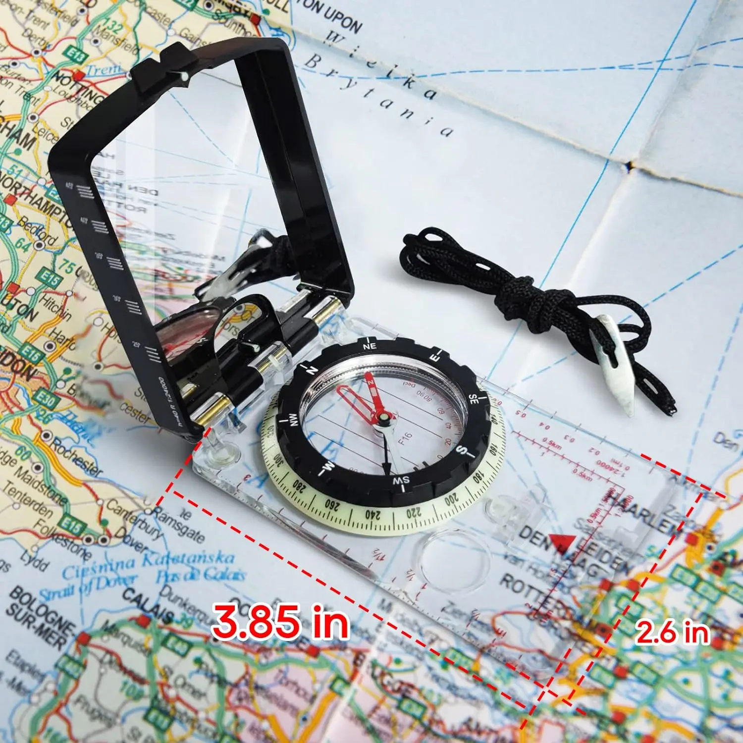 Orienteering Compass with Survival Whistle - Advanced Boy Scout Compass for Camping, Hiking and Navigation