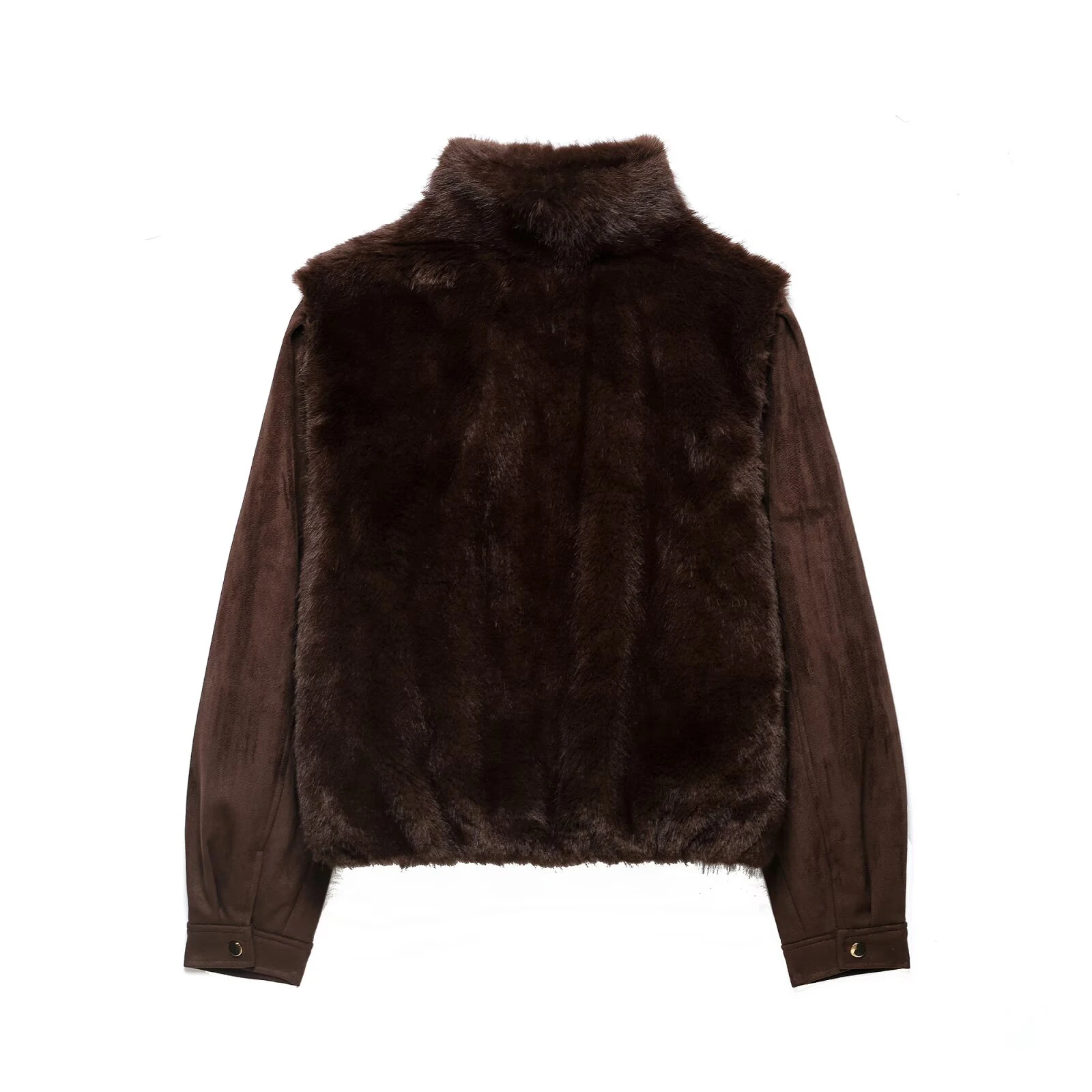 European and American casual retro patchwork warm and comfortable short jacket with faux fur effect jacket jacket