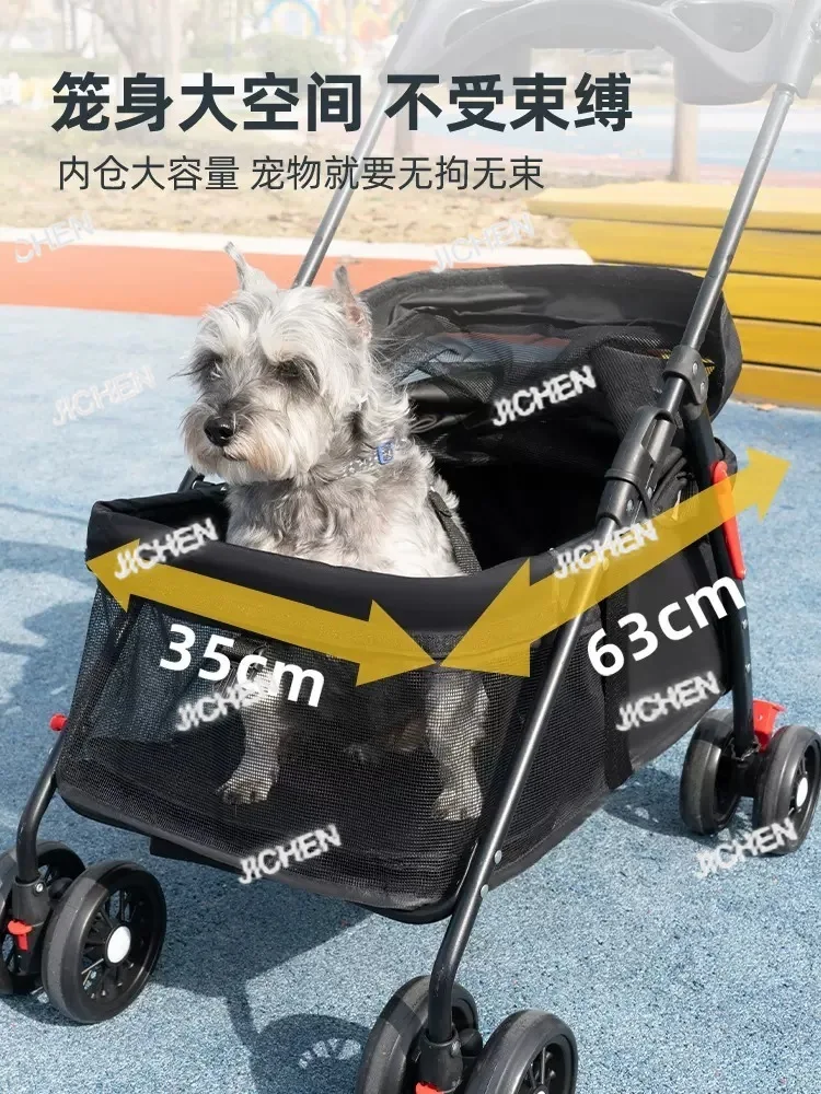 

TZZ Pet Cart Out Puppy Cart Dog Walking Cart Small Foldable Cat Dog Trolley
