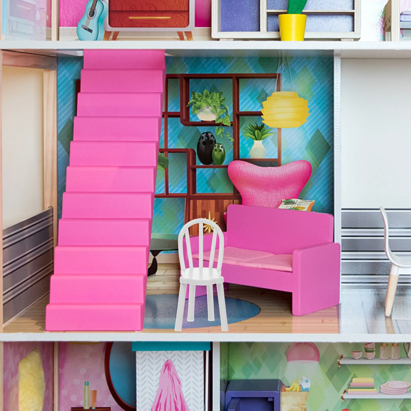 

4Pcs Miniature Furniture Chair PVC Adorable Compact Size Mini House Decoration Mini Chair for DIY Home Decor Furniture