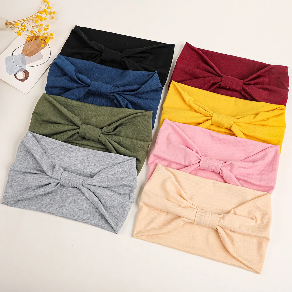 Girls Pure Color Elastic Sports Hairband Wide-brimmed Yoga Headband Sweat-absorbing Headband Fashion Simple Headscarf Headband