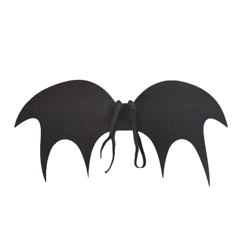 

Unisex Strap-On Gothic Black Bat Wings Dragon Halloween Costume Accessories with Elastic Straps Black for Children Adult