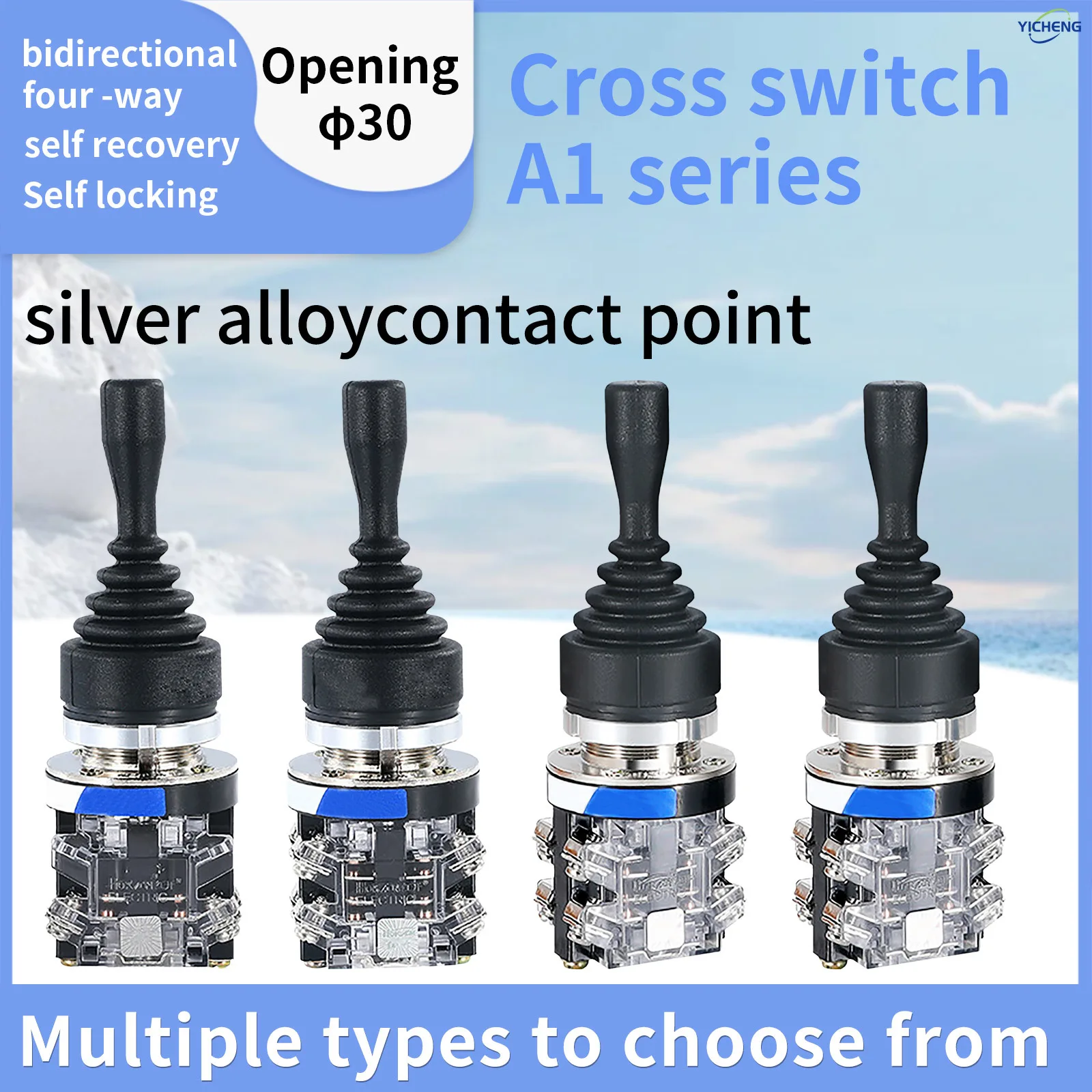 1Pcs Monolever Switch,Momentary/self-locking,4 Position 4NO Cross Switch/2Position 2NO Cross Switch,30mm Mounting Hole