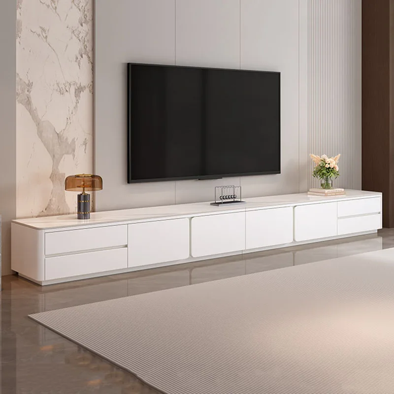 

White Mobile Tv Stands Living Room Modern Display Luxury Wood Drawers Designer Storage Tv Table Organizer Muebles Home Furniture