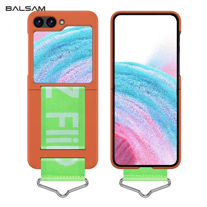 Fashion Personality Woven Wrist Strap Phone Case For Samsung Galaxy Z Flip 5 4 3 Soft Silicone Cover For Samsung Z Flip 5 Fundas