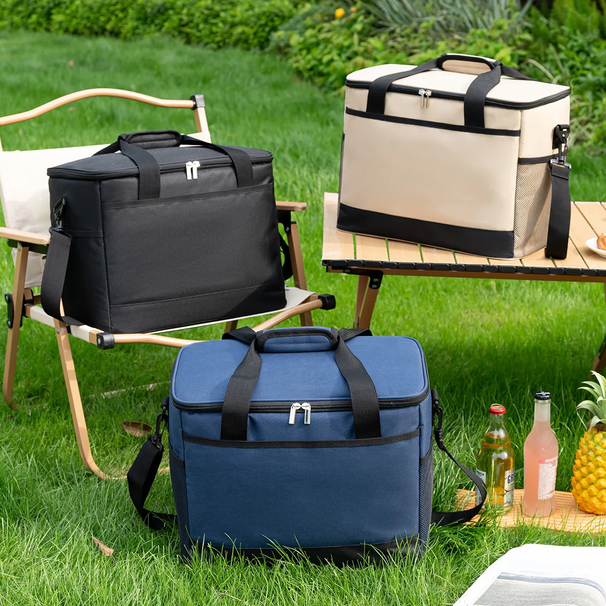 15L 27L Insulated Cooler Bag Large Capacity Waterproof Oxford Thermal Lunch Bag Portable Ice Bag for Camping Picnic Beach Travel