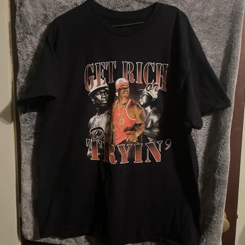 تي شيرت Get Rich Or Die بحول 50cent مقاس X كبير #1