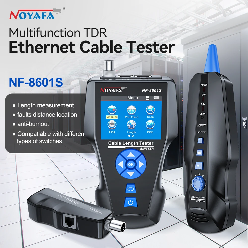 NOYAFA Network Cable Tester NF-8601S Cable Tracker Anti Interference Ethernet Cable Tester PoE PING Tester Network Tools