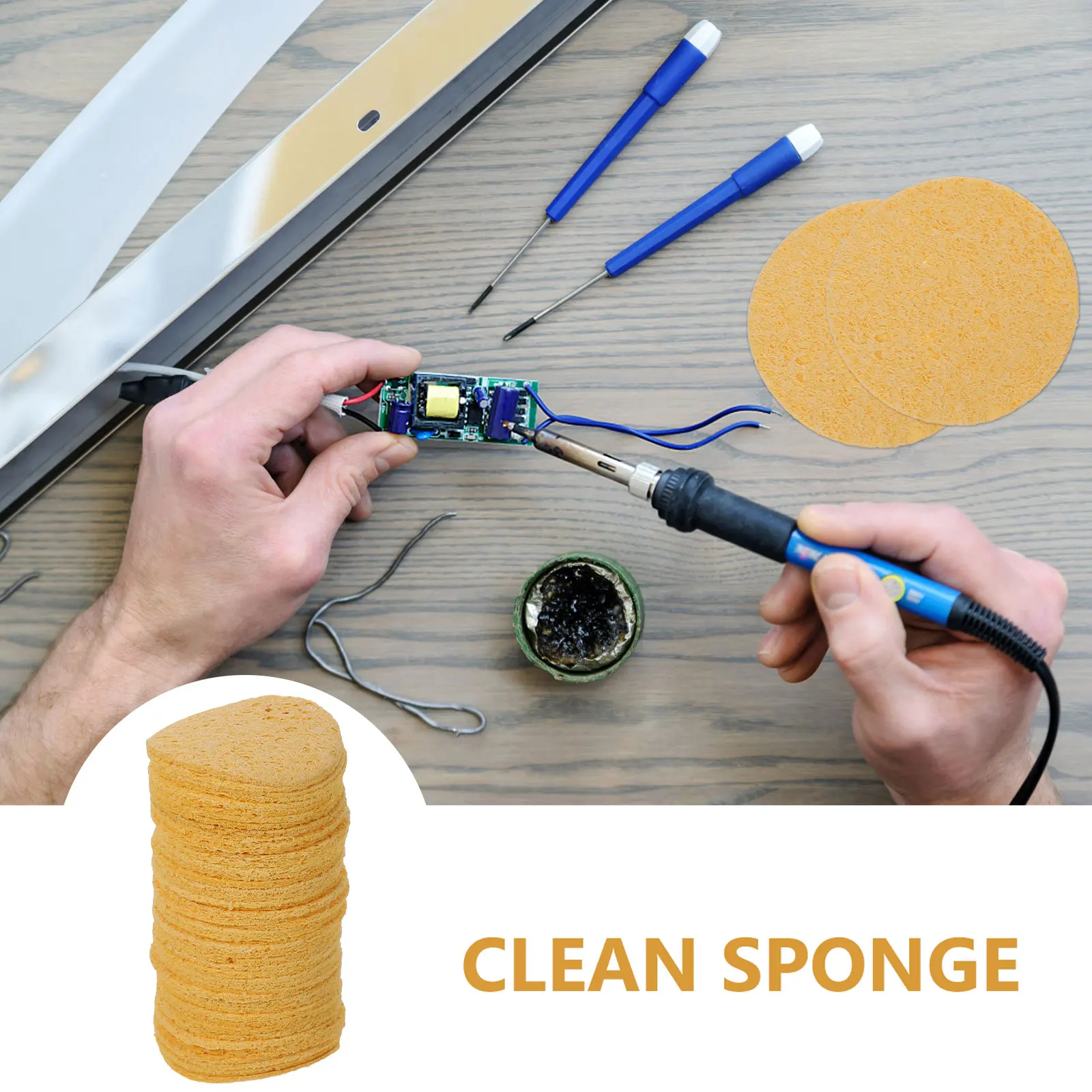 

50 Pcs Iron Cleaning Sponge Durable High Temperature Welding Clean Welding Clean Sponge Tool Lightweight Expandable Pads